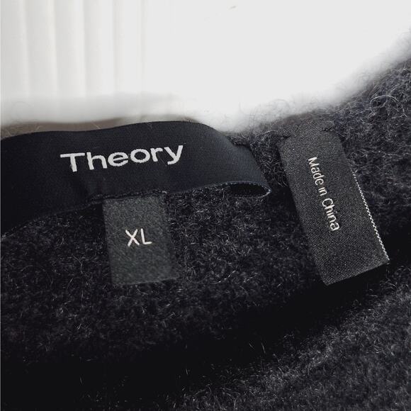 Theory Tolleree Cashmere Sweater Short Sleeve T-shirt XL Dark Charcoal Career - Picture 4 of 10